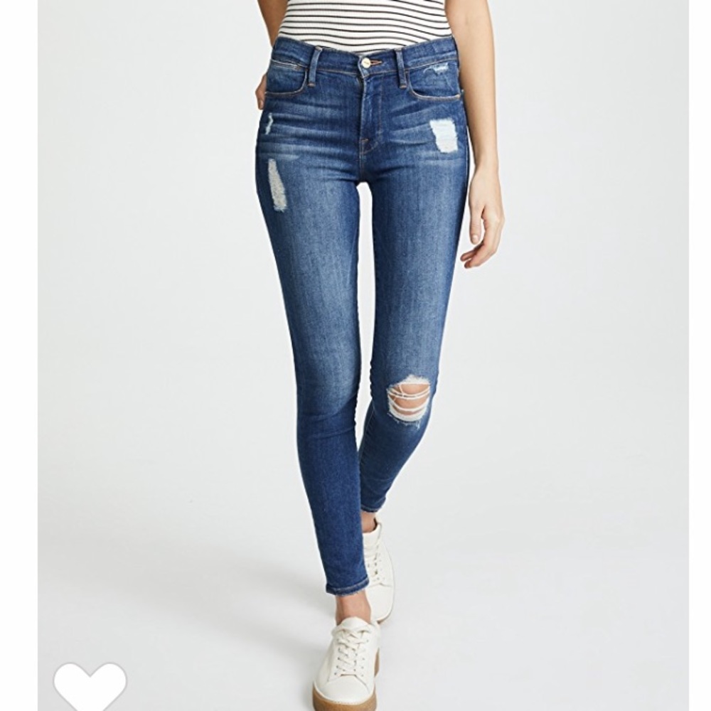 Frame Le High Skinny Distressed Denim Skinny Jeans